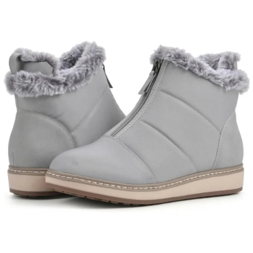 WHITE MOUNTAIN Women's Shoes Tamarin Puffer Ankle Bootie Grey/Fabric